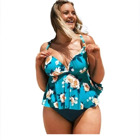 🩵CUPSHE NWOT BEAUTIFUL TANKINI SWIMSUIT SET - Picture 2 of 3